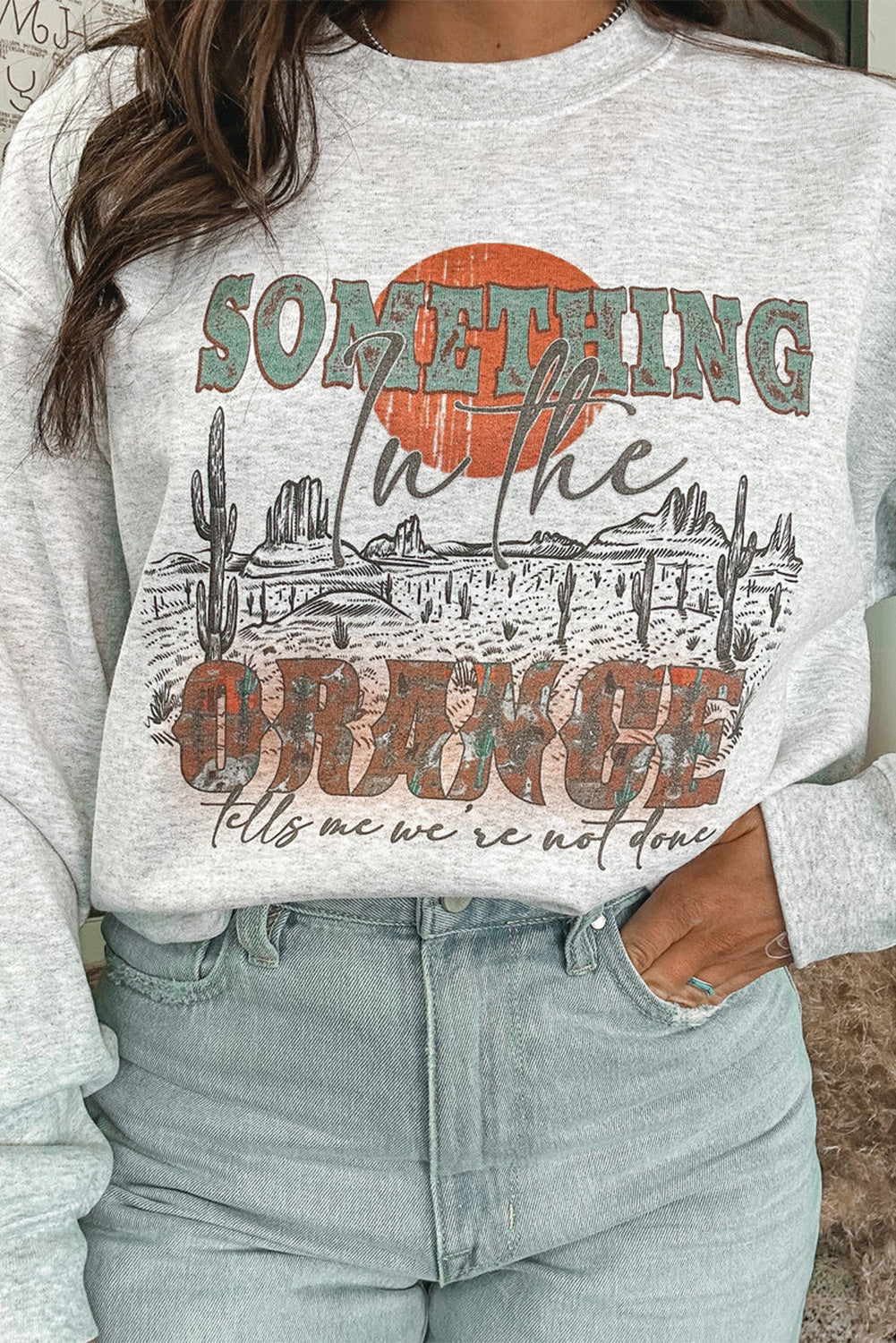 Gray SOMETHING ORANGE Graphic Relaxed Sweatshirt