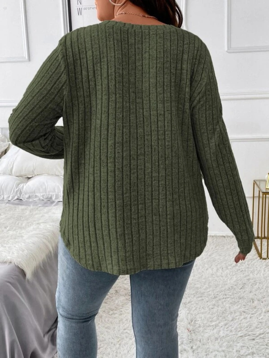 Plus Size V-Neck Long Sleeve Shirt