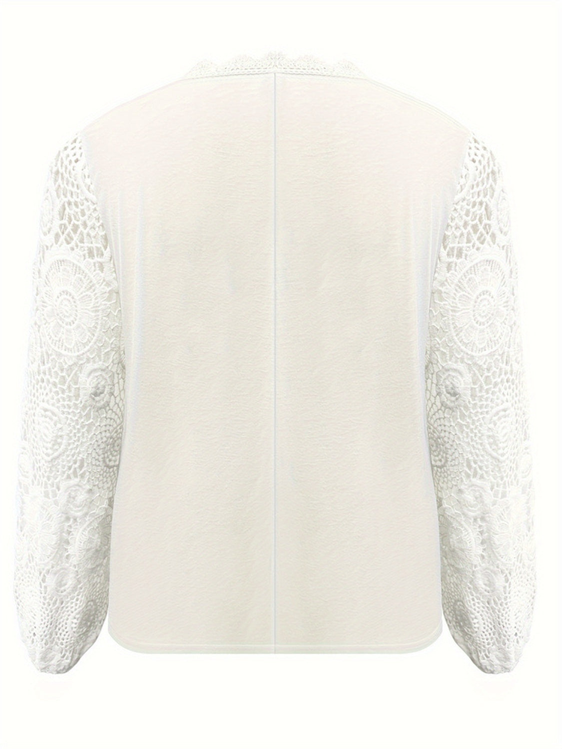 Plus Size Lace Detail V-Neck Long Sleeve Blouse