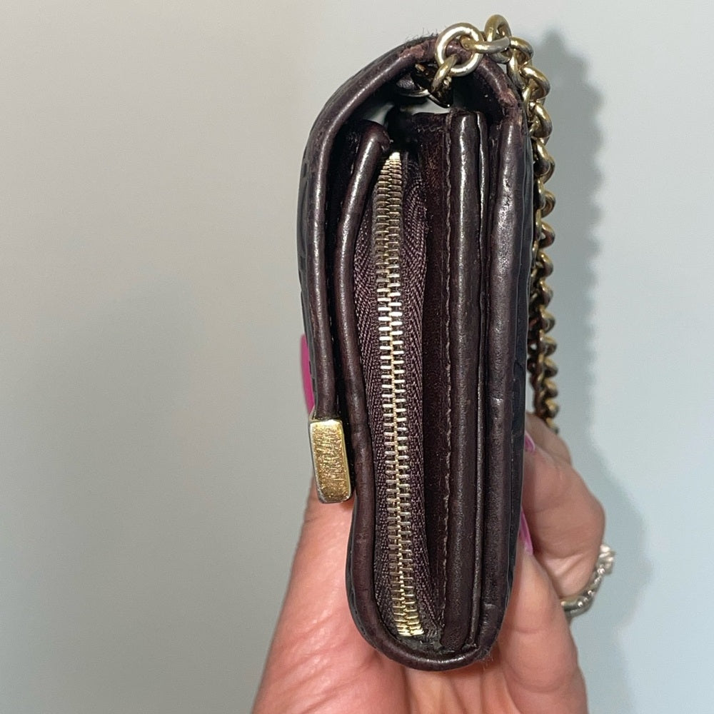 Guccissima Signature Dice Chain Wallet dark burgundy