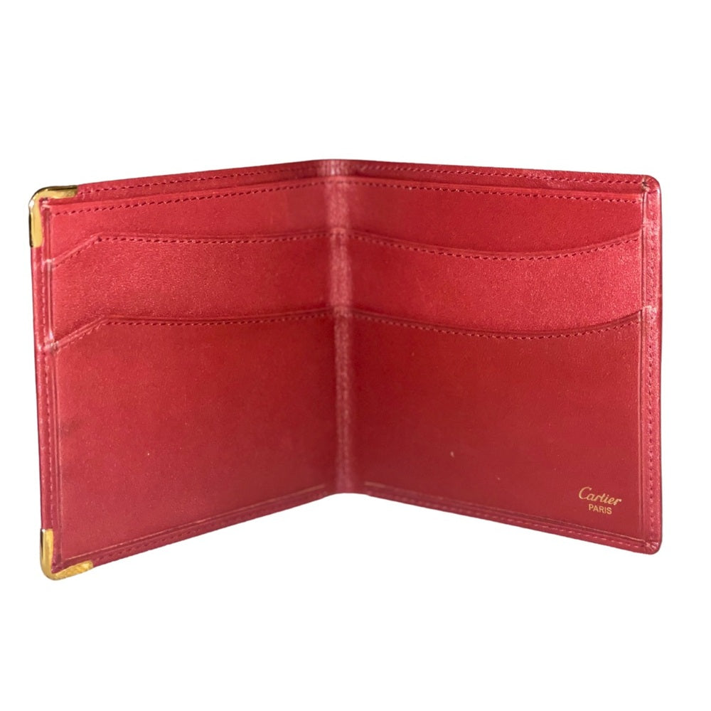 Cartier Leather Bi Fold Vintage 80s Men's Wallet burgundy made in Spain